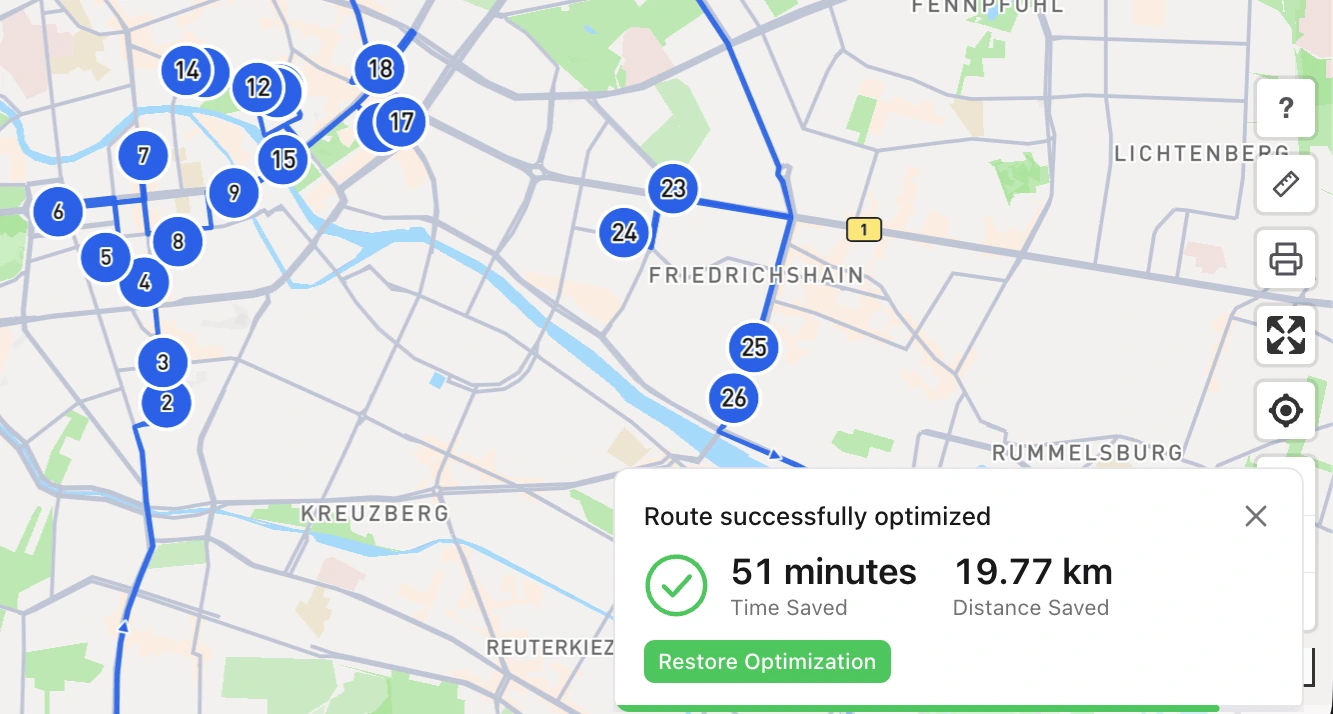 Automatic route optimisation